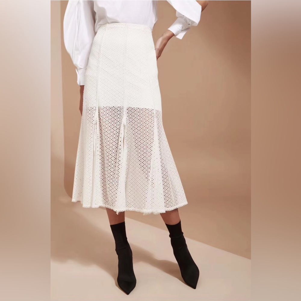 NWT C/MEO Collective White Lace A-Line Skirt - Picture 3 of 5